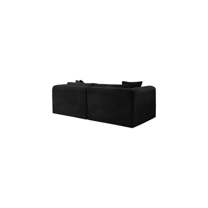 Shaggy Black Corduroy Performance Fabric Modular Sofa