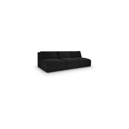 Shaggy Black Corduroy Performance Fabric Modular Sofa