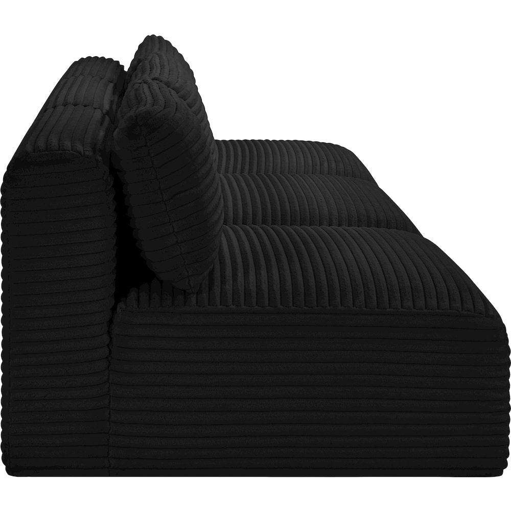 Shaggy Black Corduroy Performance Fabric Modular Sofa