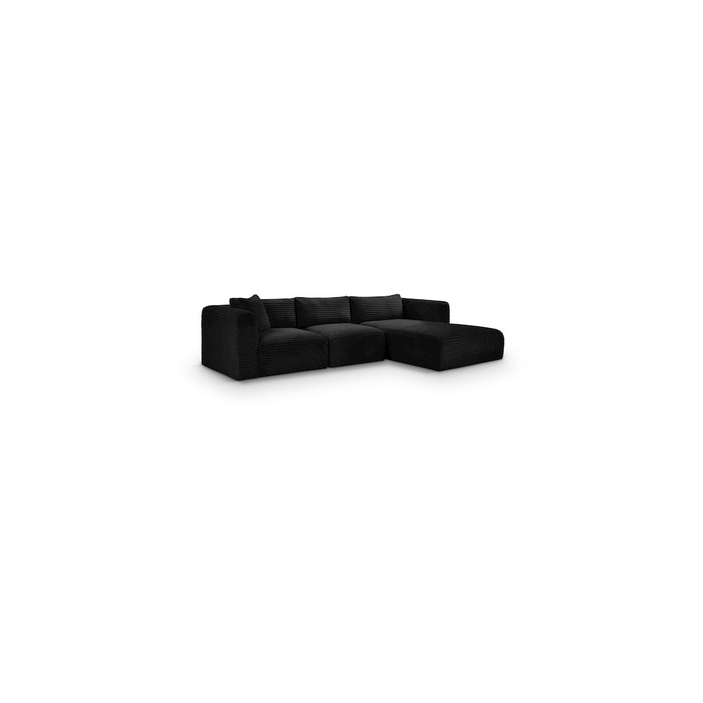 Shaggy Black Corduroy Performance Fabric Modular Sectional