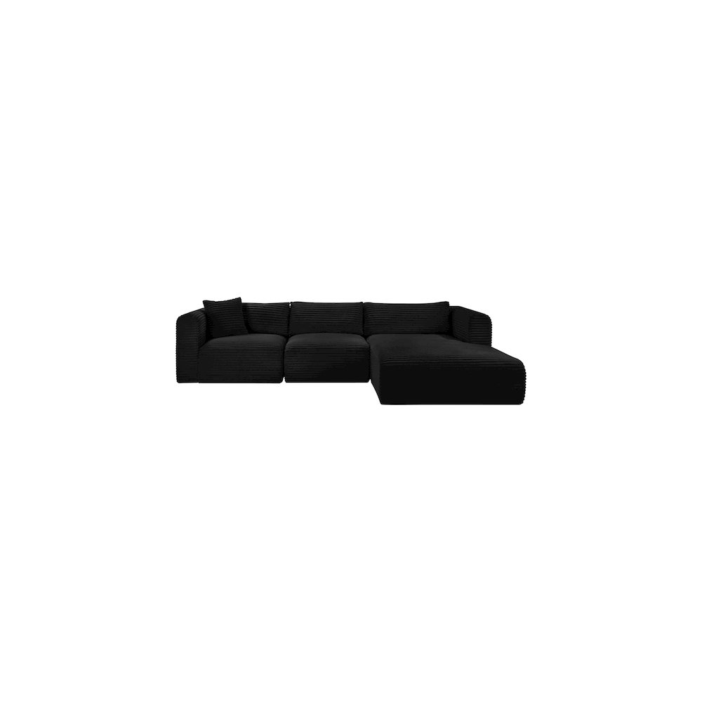 Shaggy Black Corduroy Performance Fabric Modular Sectional
