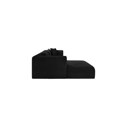 Shaggy Black Corduroy Performance Fabric Modular Sectional