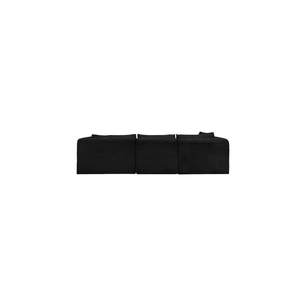 Shaggy Black Corduroy Performance Fabric Modular Sectional