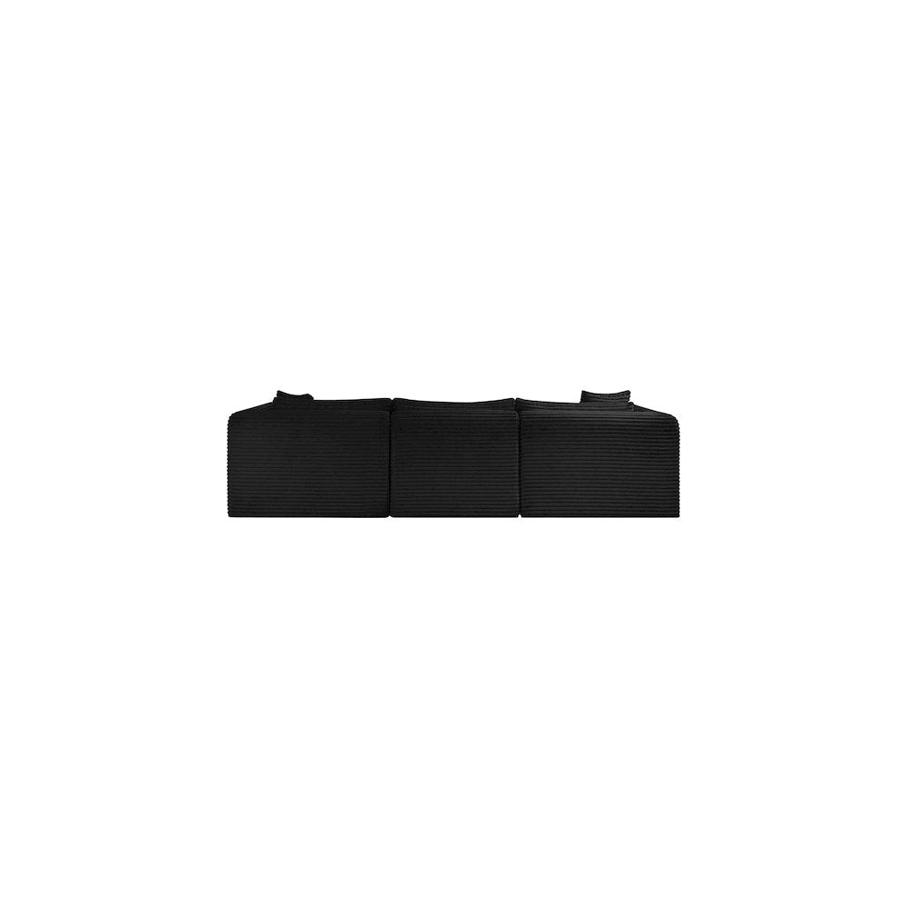 Shaggy Black Corduroy Performance Fabric Modular Sectional