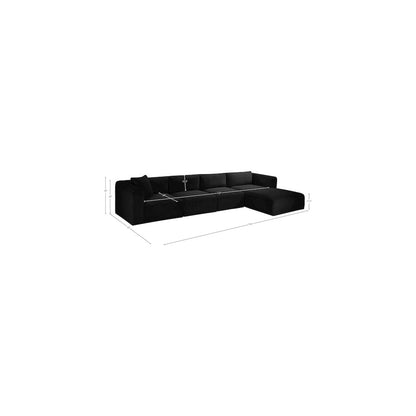 Shaggy Black Corduroy Performance Fabric Modular Sectional