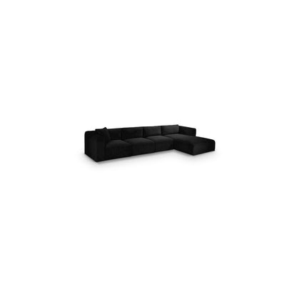 Shaggy Black Corduroy Performance Fabric Modular Sectional