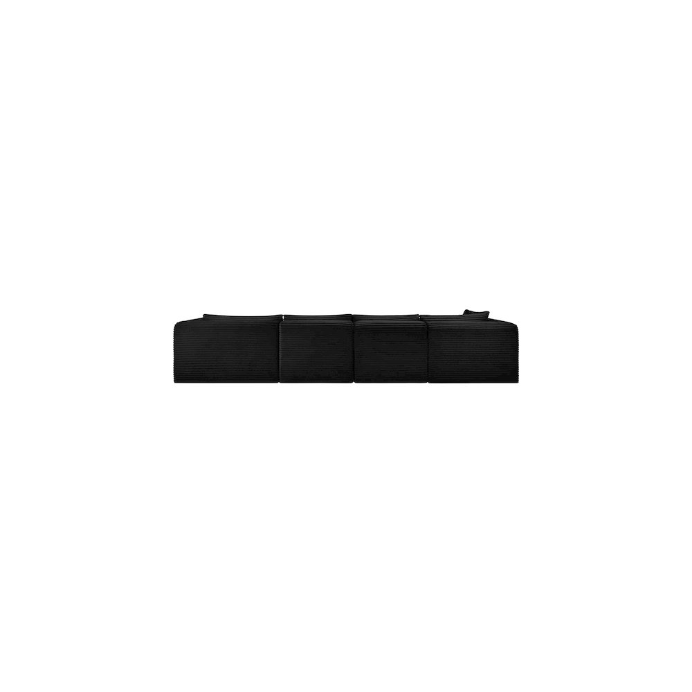 Shaggy Black Corduroy Performance Fabric Modular Sectional