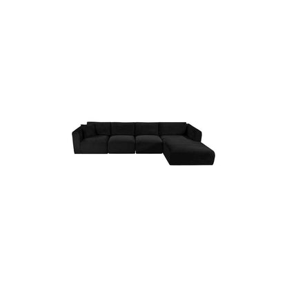 Shaggy Black Corduroy Performance Fabric Modular Sectional