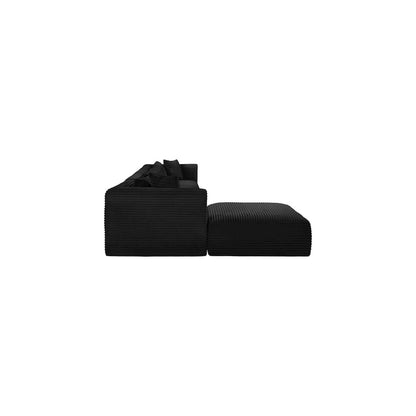 Shaggy Black Corduroy Performance Fabric Modular Sectional