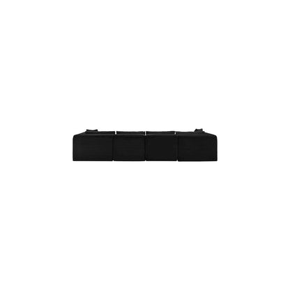 Shaggy Black Corduroy Performance Fabric Modular Sectional