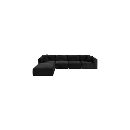 Shaggy Black Corduroy Performance Fabric Modular Sectional