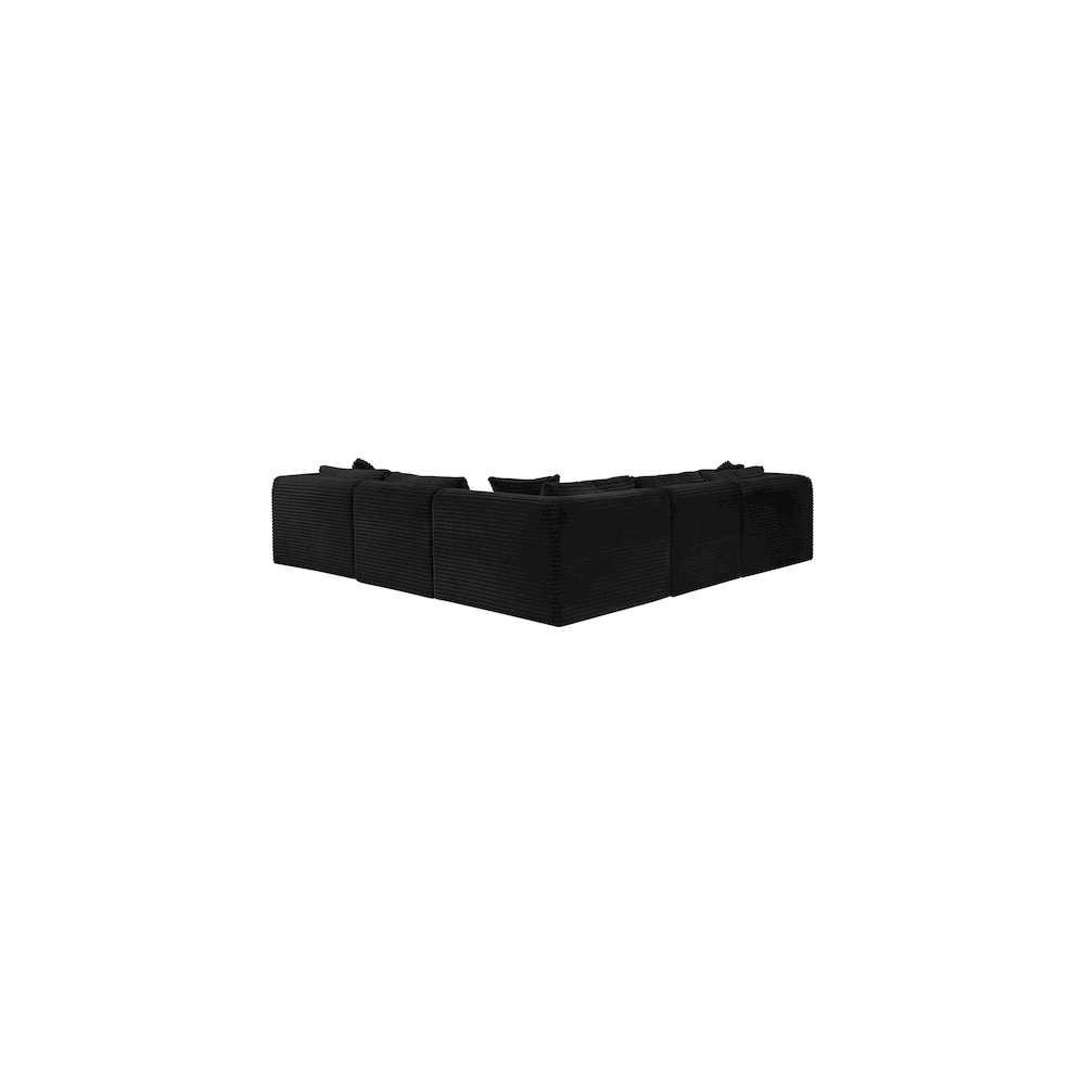 Shaggy Black Corduroy Performance Fabric Modular Sectional