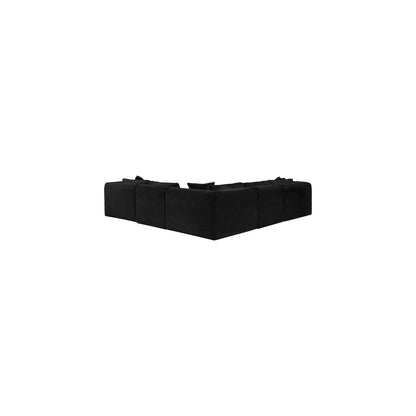 Shaggy Black Corduroy Performance Fabric Modular Sectional