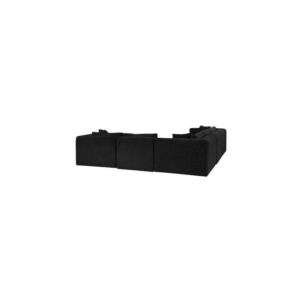 Shaggy Black Corduroy Performance Fabric Modular Sectional