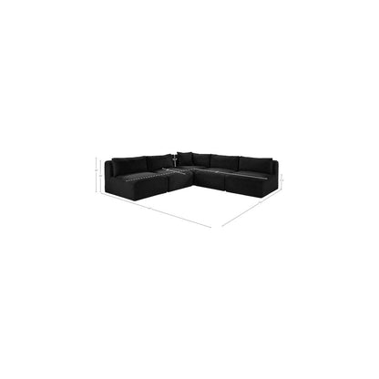 Shaggy Black Corduroy Performance Fabric Modular Sectional