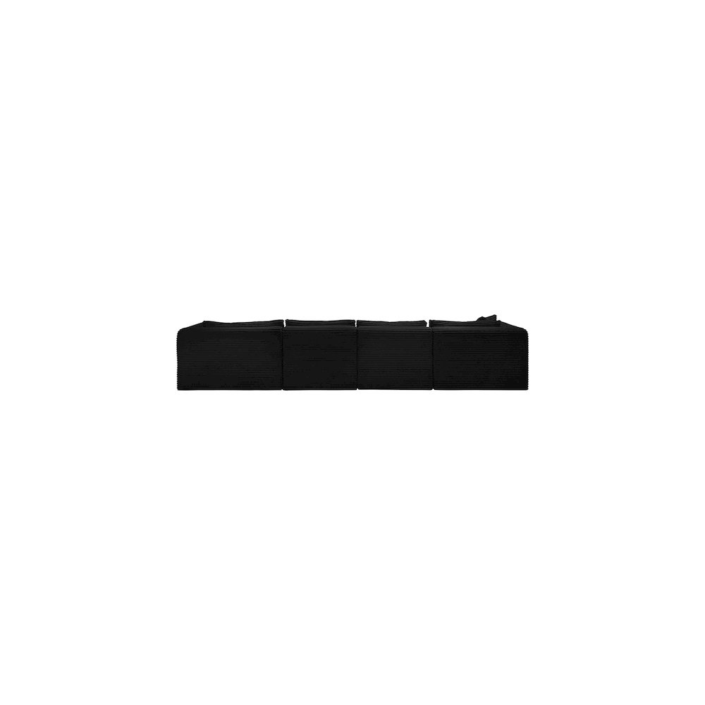 Shaggy Black Corduroy Performance Fabric Modular Sectional