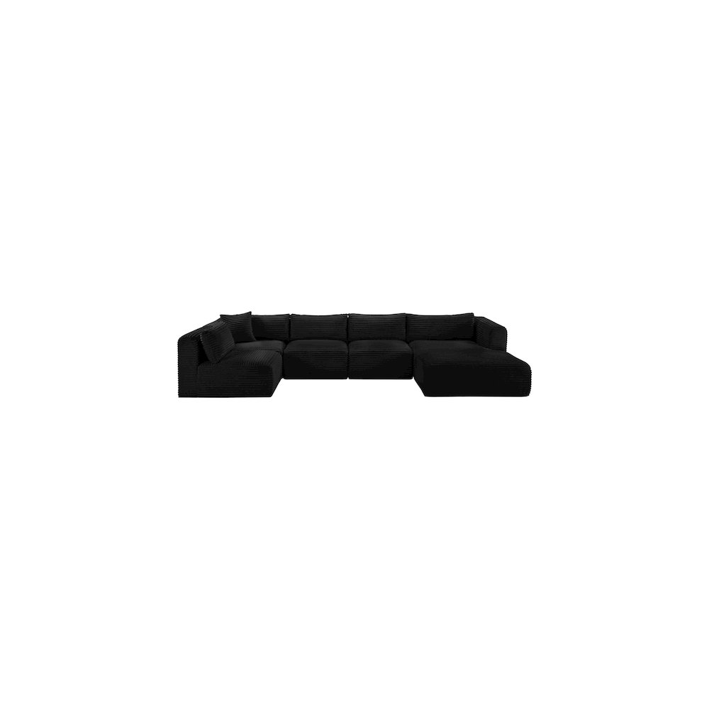 Shaggy Black Corduroy Performance Fabric Modular Sectional