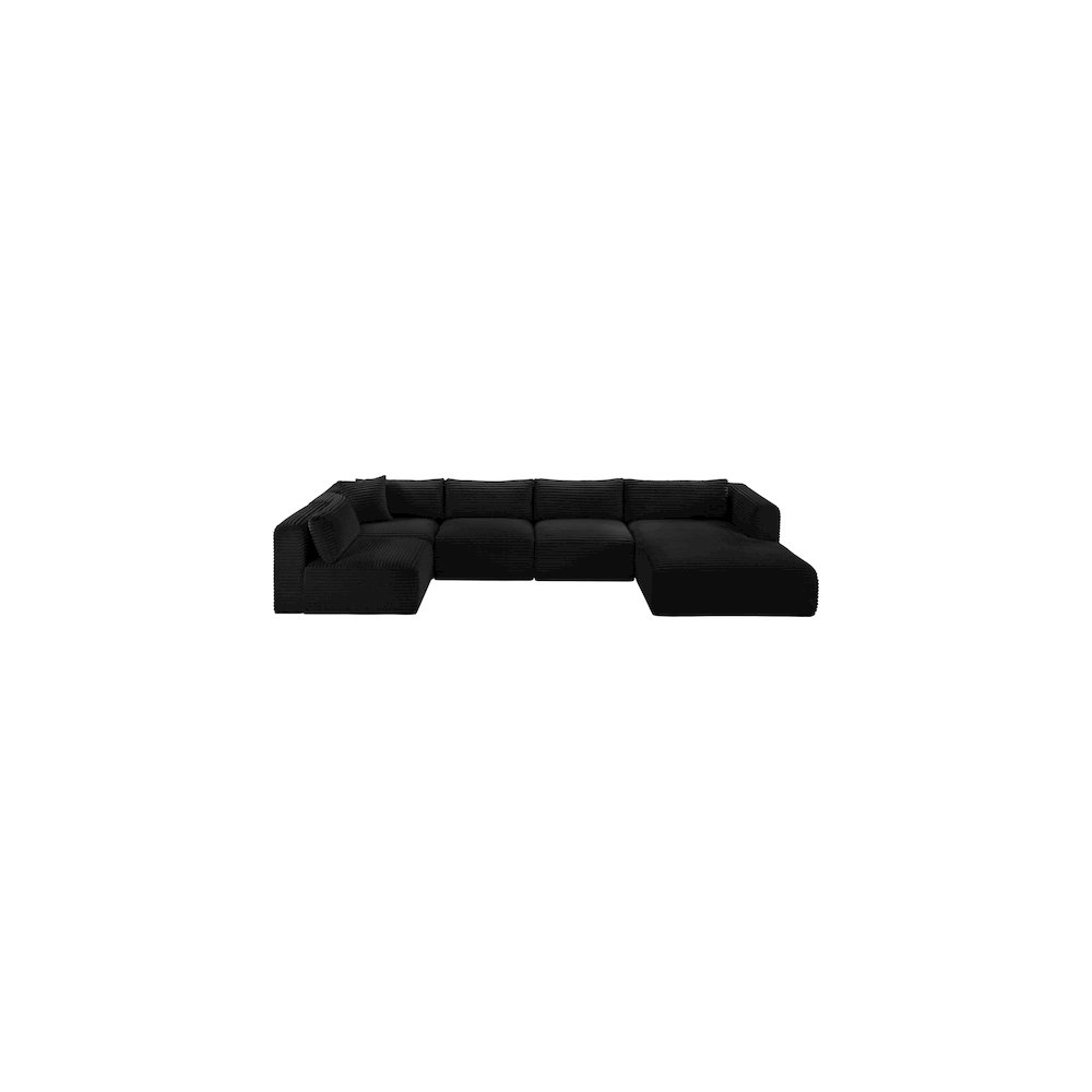 Shaggy Black Corduroy Performance Fabric Modular Sectional