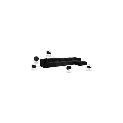 Shaggy Black Corduroy Performance Fabric Modular Sectional