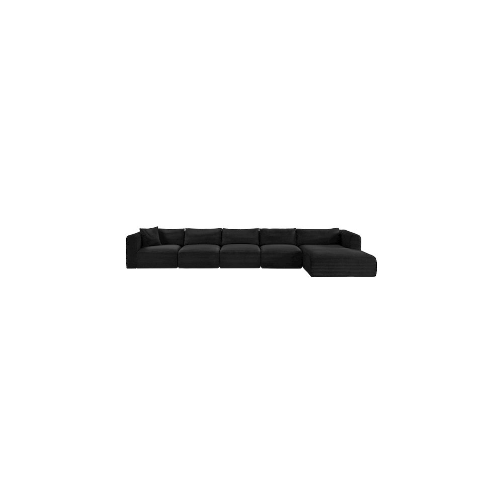 Shaggy Black Corduroy Performance Fabric Modular Sectional