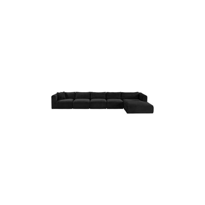 Shaggy Black Corduroy Performance Fabric Modular Sectional