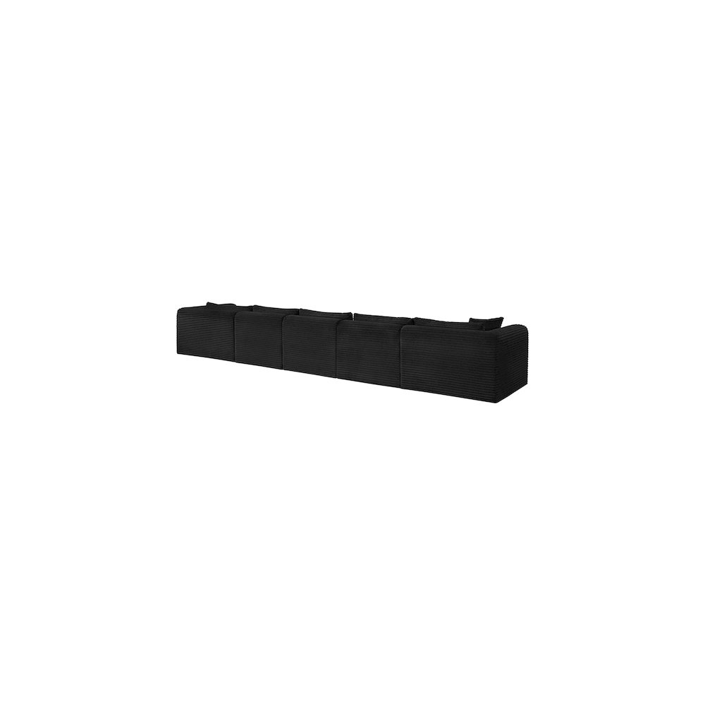 Shaggy Black Corduroy Performance Fabric Modular Sectional