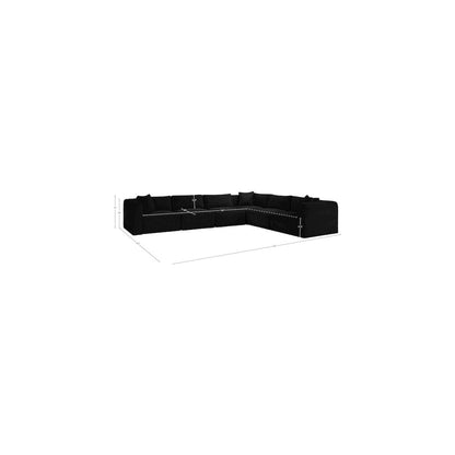 Shaggy Black Corduroy Performance Fabric Modular Sectional