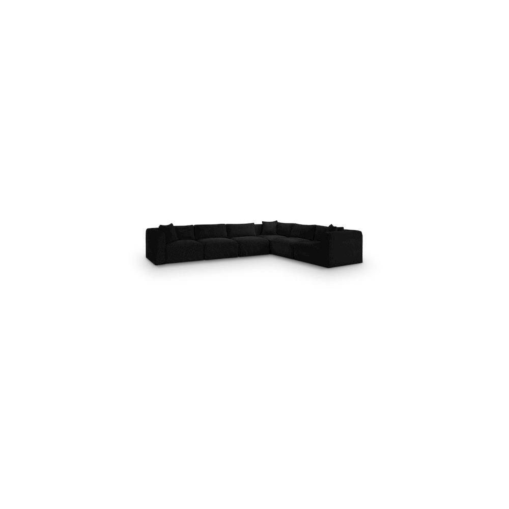 Shaggy Black Corduroy Performance Fabric Modular Sectional