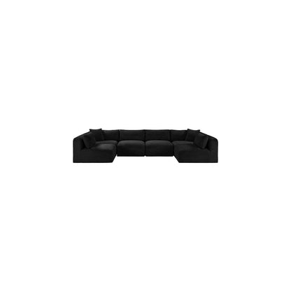 Shaggy Black Corduroy Performance Fabric Modular Sectional
