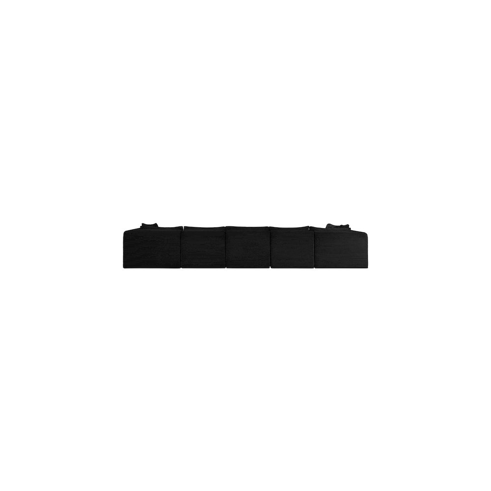 Shaggy Black Corduroy Performance Fabric Modular Sectional