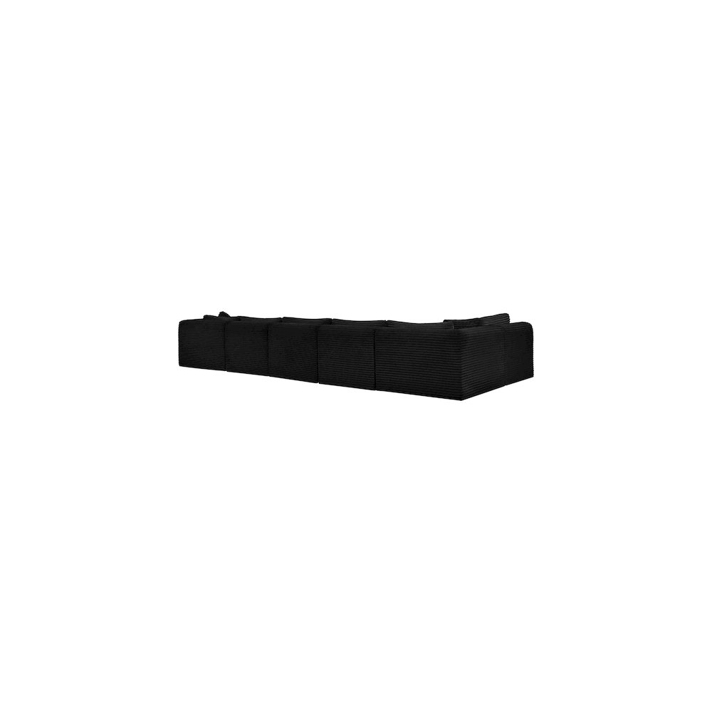 Shaggy Black Corduroy Performance Fabric Modular Sectional
