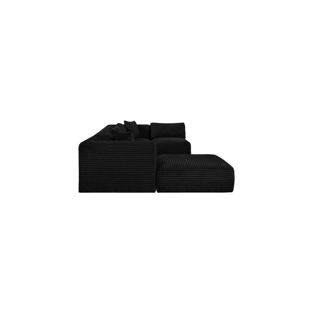 Shaggy Black Corduroy Performance Fabric Modular Sectional
