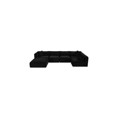 Shaggy Black Corduroy Performance Fabric Modular Sectional