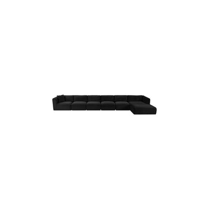 Shaggy Black Corduroy Performance Fabric Modular Sectional