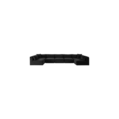 Shaggy Black Corduroy Performance Fabric Modular Sectional