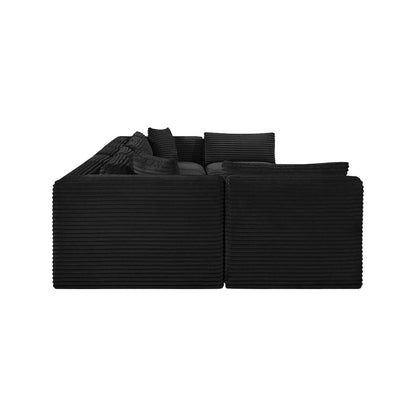 Shaggy Black Corduroy Performance Fabric Modular Sectional