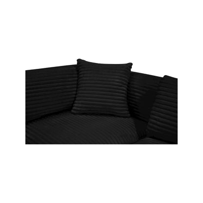 Shaggy Black Corduroy Performance Fabric Modular Sectional