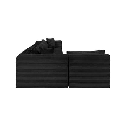 Shaggy Black Corduroy Performance Fabric Modular Sectional