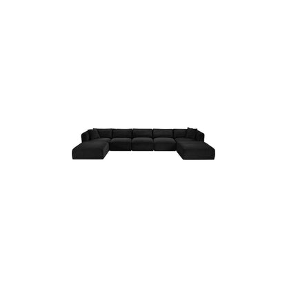 Shaggy Black Corduroy Performance Fabric Modular Sectional