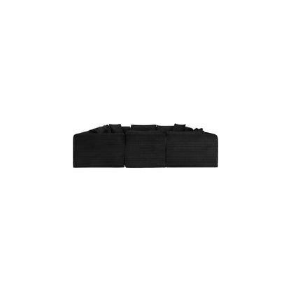 Shaggy Black Corduroy Performance Fabric Modular Sectional