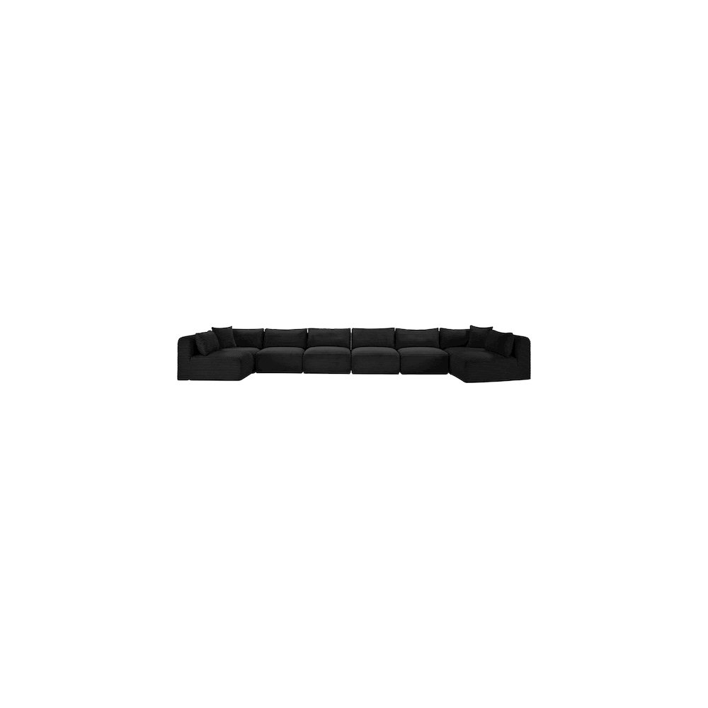 Shaggy Black Corduroy Performance Fabric Modular Sectional