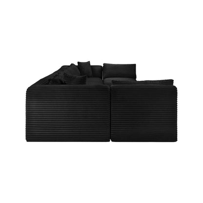 Shaggy Black Corduroy Performance Fabric Modular Sectional