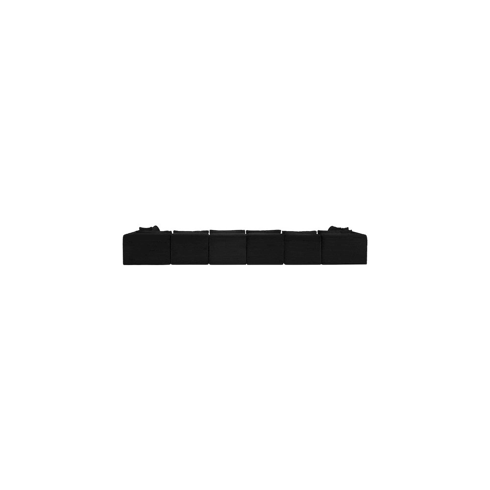 Shaggy Black Corduroy Performance Fabric Modular Sectional