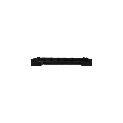 Shaggy Black Corduroy Performance Fabric Modular Sectional
