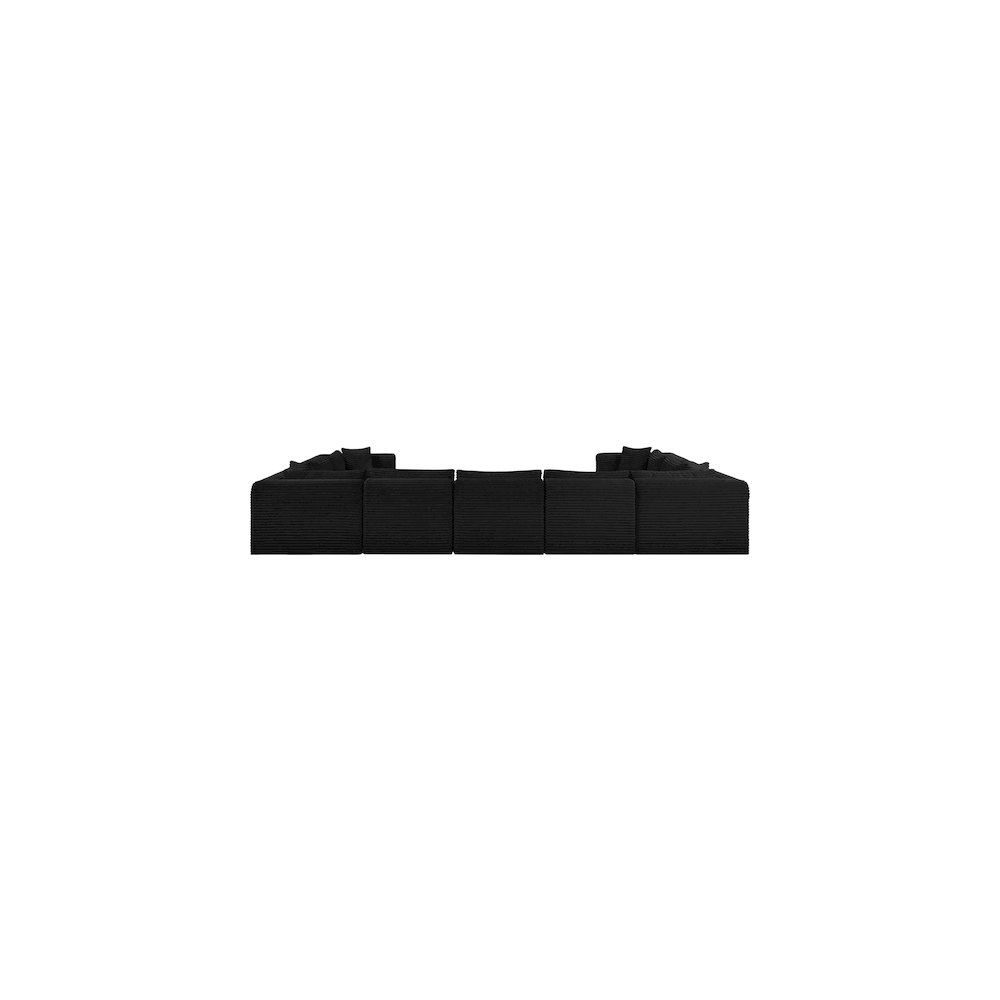 Shaggy Black Corduroy Performance Fabric Modular Sectional
