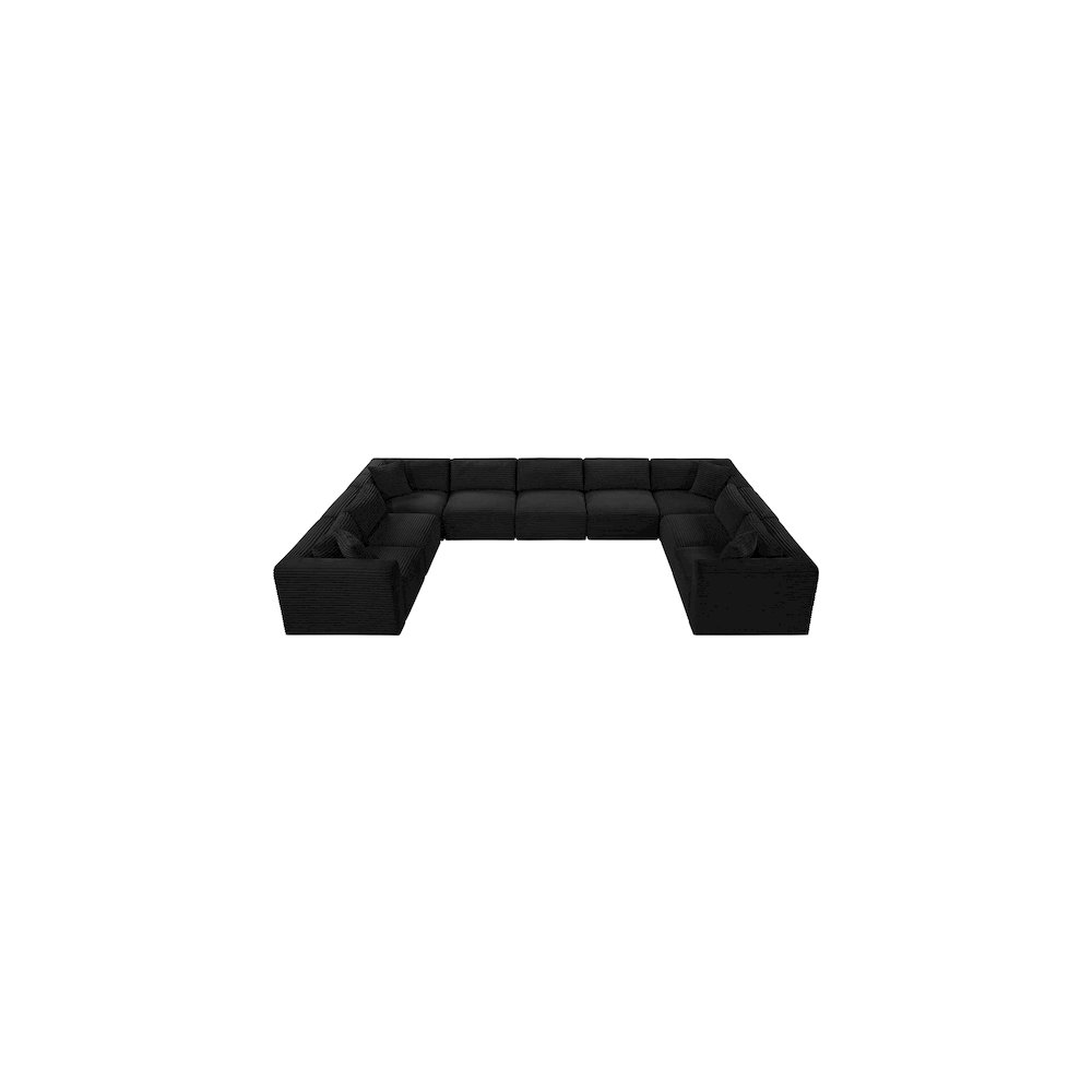Shaggy Black Corduroy Performance Fabric Modular Sectional