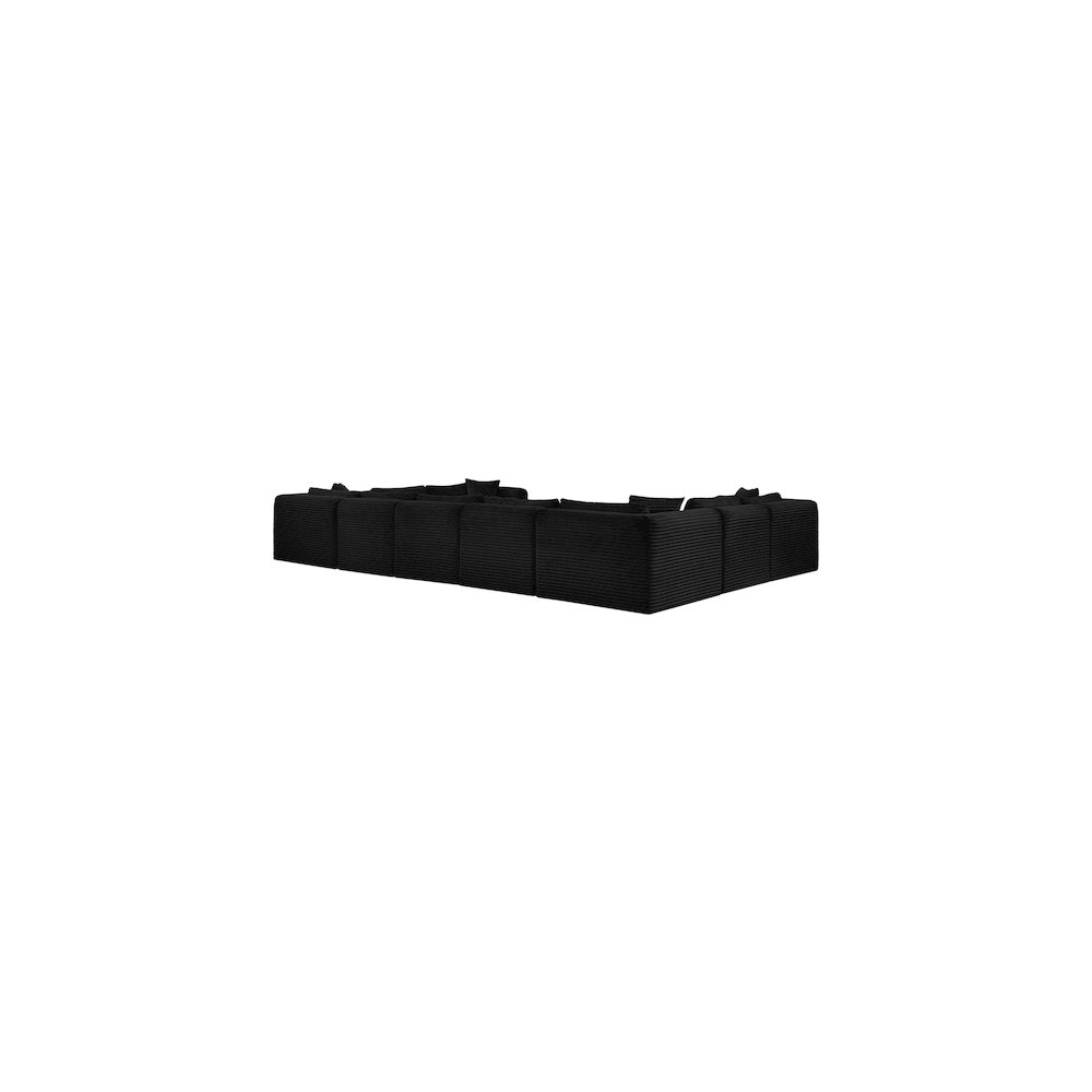 Shaggy Black Corduroy Performance Fabric Modular Sectional