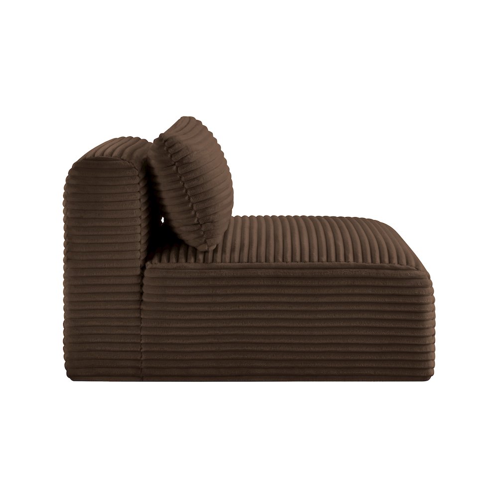 Shaggy Brown Corduroy Performance Fabric Armless Chair