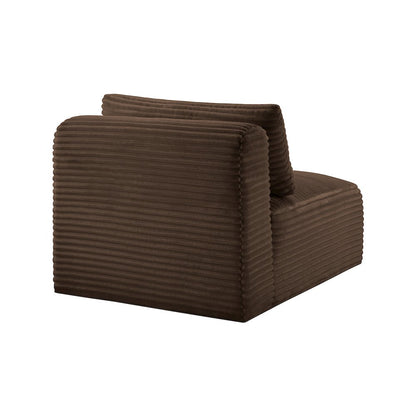 Shaggy Brown Corduroy Performance Fabric Armless Chair