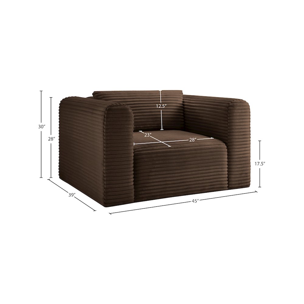 Shaggy Brown Corduroy Performance Fabric Arm Chair